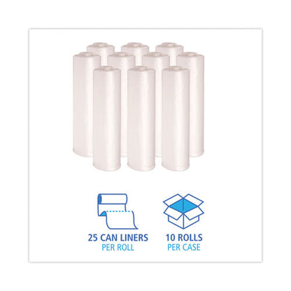High-density Can Liners, 45 Gal, 13 Mic, 40" X 46", Natural, 25 Bags/roll, 10 Rolls/carton