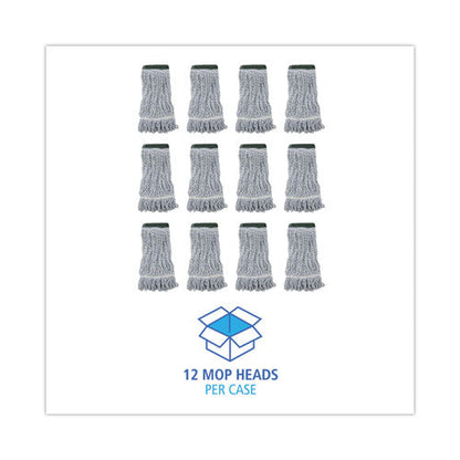 Mop Head, Floor Finish, Wide, Rayon/polyester, Medium, White/blue, 12/carton