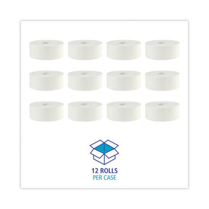 Jrt Bath Tissue, Jumbo, Septic Safe, 2-ply, White, 3.3" X 1,000 Ft, 12 Rolls/carton