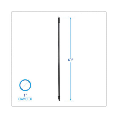 Fiberglass Broom Handle, Nylon Plastic Threaded End, 1" Dia X 60", Black