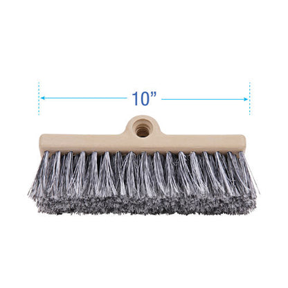 Dual-surface Black Polypropylene Bristles, 10" Brush, Brown Plastic Handle