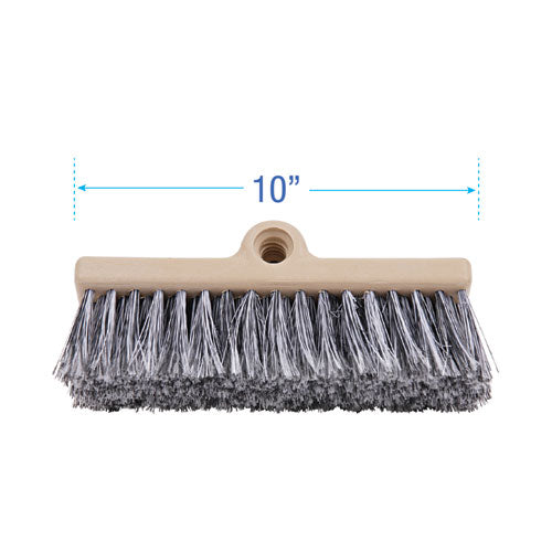 Dual-surface Black Polypropylene Bristles, 10" Brush, Brown Plastic Handle