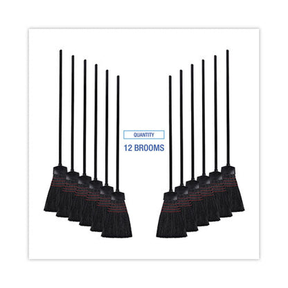 Maid Broom, Plastic Bristles, 54" Overall Length, Dozen