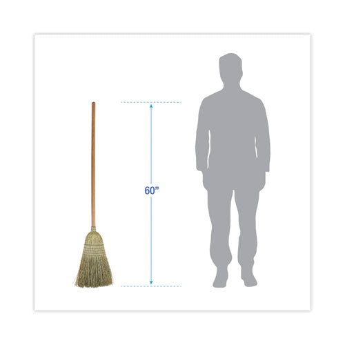 100% Corn Brooms, 60" Overall Length, Natural, 6/carton