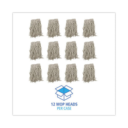 Mop Head, Cotton, Cut-end, White, 4-ply, #16 Band, 12/carton
