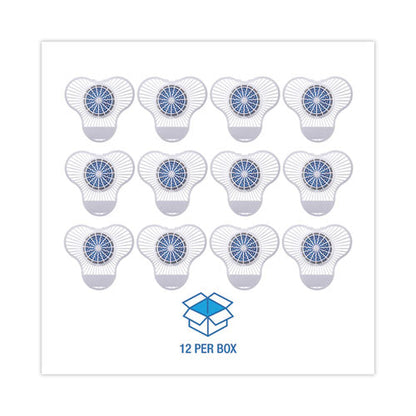 Urinal Screen With Non-para Cleaner Block, Green Apple Scent, 3.25 Oz, Blue/white, 12/box