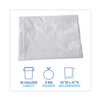 Linear Low Density Industrial Can Liners, 56 Gal, 0.9 Mil, 43 X 47, White, 100/carton