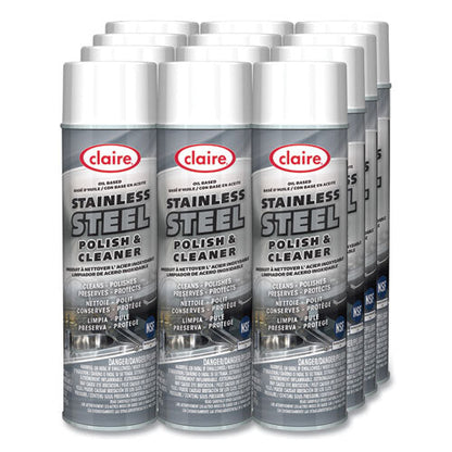 Stainless Steel Polish And Cleaner, Lemon Scent, 15 Oz Aerosol Spray, Dozen