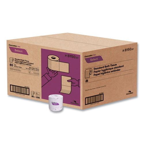 Select Standard Bath Tissue, 1-ply, White, 1,210/roll, 80 Rolls/carton