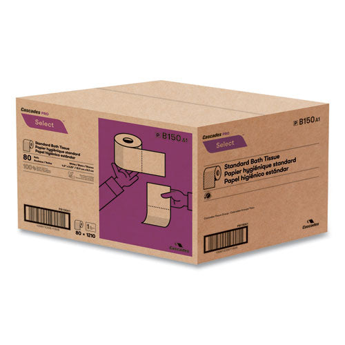 Select Standard Bath Tissue, 1-ply, White, 1,210/roll, 80 Rolls/carton