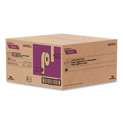 Select Jumbo Roll Jr. Tissue, 2-ply, White, 3.5" X 750 Ft, 12 Rolls/carton