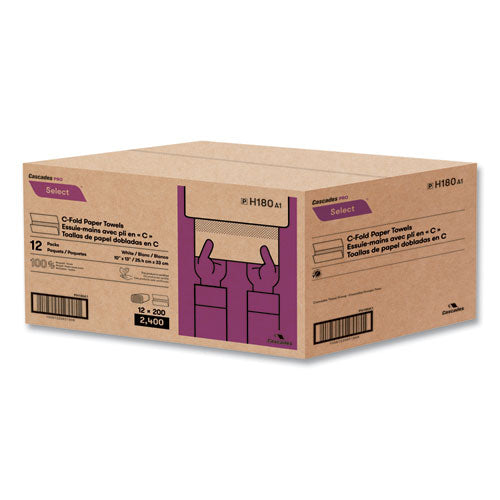 Select Folded Paper Towels, C-fold, 1-ply, 10 X 13, White, 200/pack, 12 Packs/carton