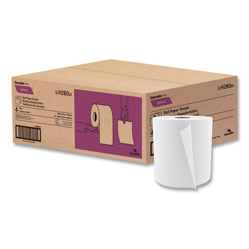 Select Hardwound Roll Towels, 1-ply, 7.88" X 800 Ft, White, 6 Rolls/carton