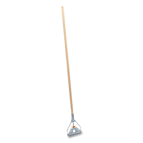 Side-gate Wet-mop Handle With Metal Head, Wood, 60" Handle, Natural