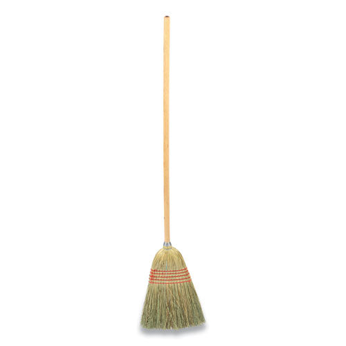 Corn Broom, Corn Fiber Bristles, 56" Overall Length, Natural