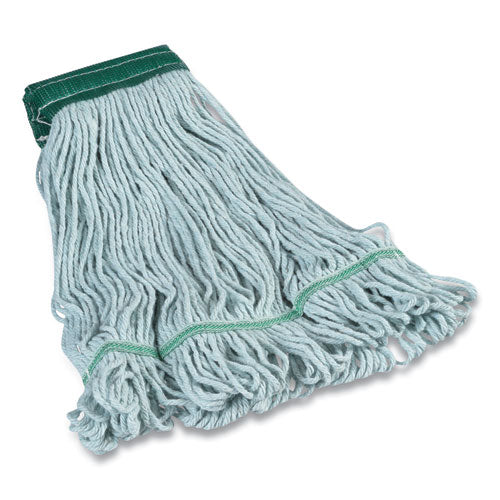 Looped-end Wet Mop Head, Pet/cotton Blend, Medium, 5" Headband, Blue