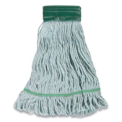 Looped-end Wet Mop Head, Pet/cotton Blend, Medium, 5" Headband, Blue
