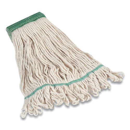 Looped-end Wet Mop Head, Cotton, Medium, 5" Headband, White