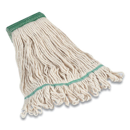 Looped-end Wet Mop Head, Cotton, Medium, 5" Headband, White