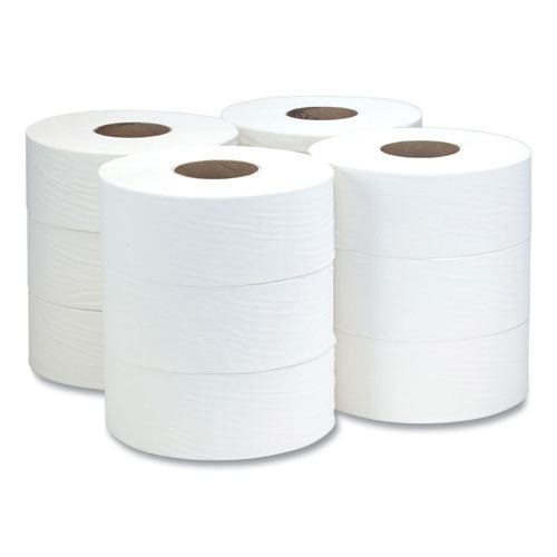 Jumbo 1-ply Toilet Paper, Septic Safe, White, 3.5" X 2,000 Ft, 12 Rolls/carton