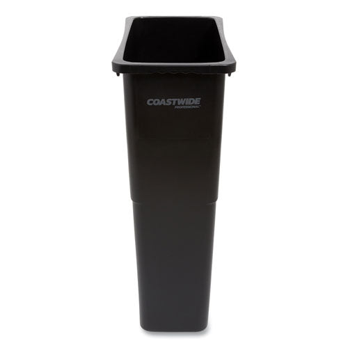Slim Open Top Trash Can, 23 Gal, Plastic, Black