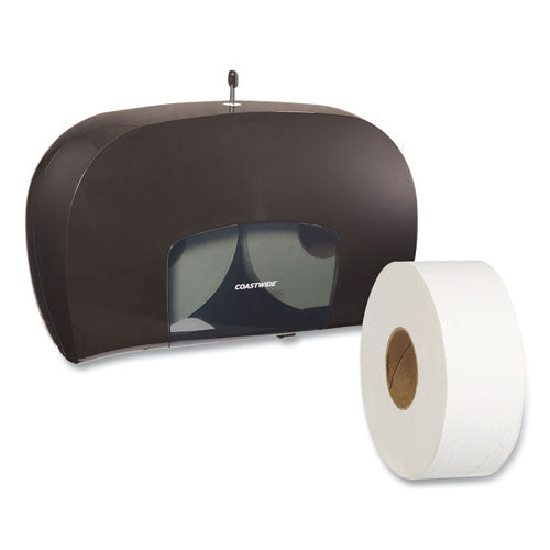 Twin Jumbo Roll Toilet Paper Dispenser, 20.13 X 6.06, Black