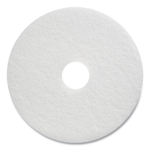 Polishing Floor Pads, 17" Diameter, White, 5/carton
