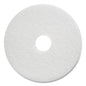 Polishing Floor Pads, 17" Diameter, White, 5/carton
