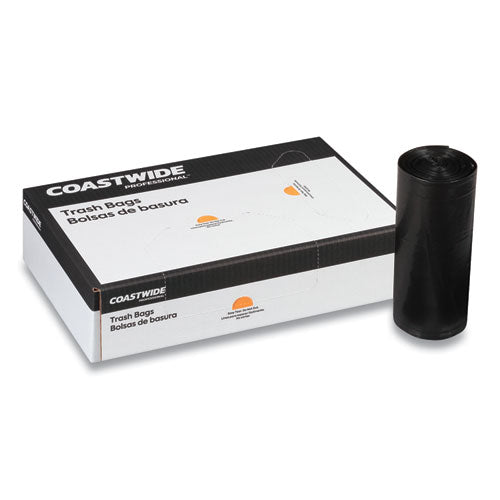 High-density Can Liners, 45 Gal, 22 Mic, 40" X 48", Black, 25 Bags/roll, 6 Rolls/carton