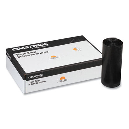 High-density Can Liners, 12 To 16 Gal, 7.87 Mic, 24" X 33", Black, 50 Bags/roll, 20 Rolls/carton