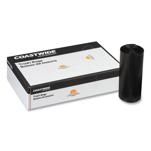 High-density Can Liners, 12 To 16 Gal, 7.87 Mic, 24" X 33", Black, 50 Bags/roll, 20 Rolls/carton