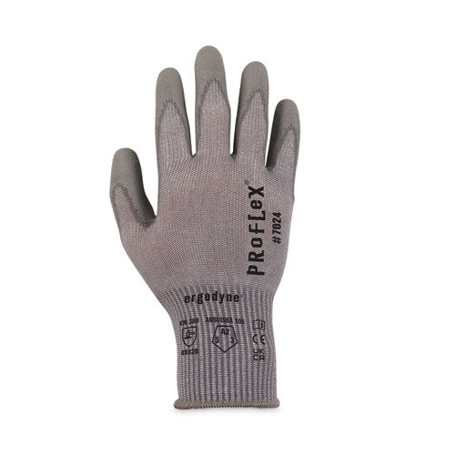 Proflex 7024 Ansi A2 Pu Coated Cr Gloves, Gray, Small, Pair, Ships In 1-3 Business Days
