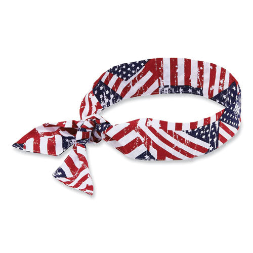 Chill-its 6700 Cooling Bandana Polymer Tie Headband, One Size Fits Most, Stars And Stripes, Ships In 1-3 Business Days