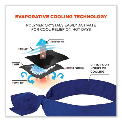 Chill-its 6700 Cooling Bandana Polymer Tie Headband, One Size Fits Most, Solid Blue, Ships In 1-3 Business Days