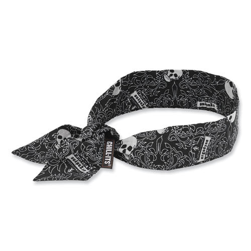 Chill-its 6700 Cooling Bandana Polymer Tie Headband, One Size Fits Most, Skulls, Ships In 1-3 Business Days