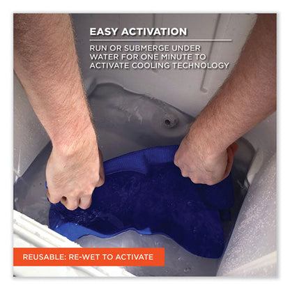 Chill-its 6602 Evaporative Pva Cooling Towel, 29.5 X 13, One Size Fits Most, Pva, Blue, 50/pack, Ships In 1-3 Business Days