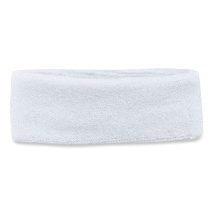 Chill-its 6550 Head Terry Cloth Sweatband, Cotton Terry, One Size Fits Most, White, Ships In 1-3 Business Days
