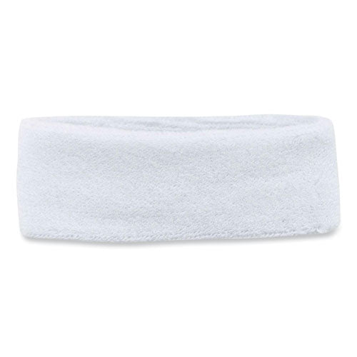 Chill-its 6550 Head Terry Cloth Sweatband, Cotton Terry, One Size Fits Most, White, Ships In 1-3 Business Days