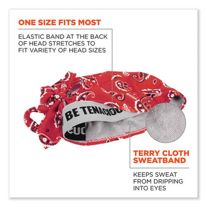 Chill-its 6615 High-performance Bandana Doo Rag W/terry Cloth Sweatband, One Size, Red Western, Ships In 1-3 Business Days