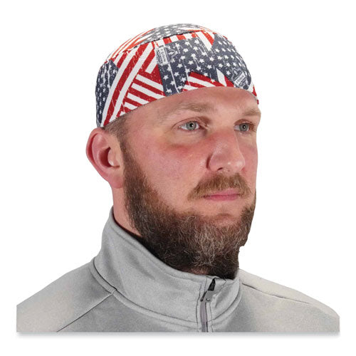 Chill-its 6630 High-performance Terry Cloth Skull Cap, Polyester, One Size, Stars And Stripes, Ships In 1-3 Business Days