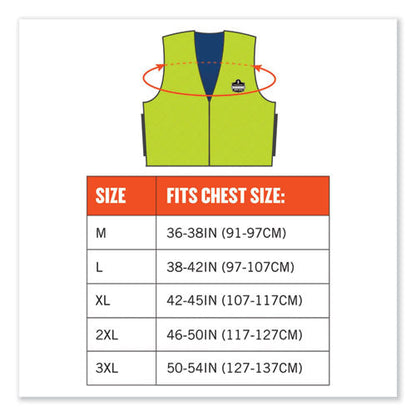Chill-its 6665 Embedded Polymer Cooling Vest With Zipper, Nylon/polymer, Medium, Lime, Ships In 1-3 Business Days