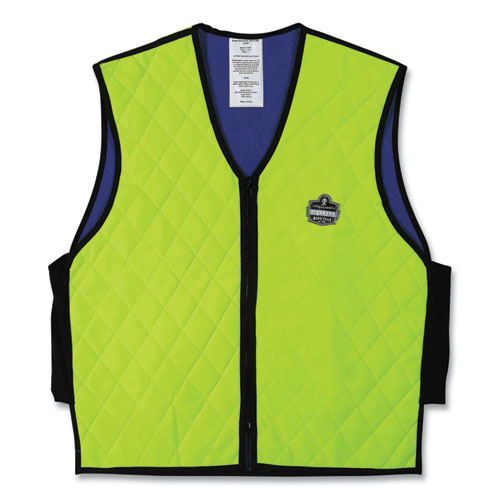 Chill-its 6665 Embedded Polymer Cooling Vest With Zipper, Nylon/polymer, Large, Lime, Ships In 1-3 Business Days