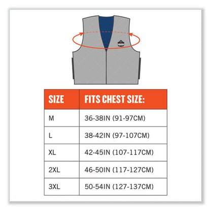Chill-its 6665 Embedded Polymer Cooling Vest With Zipper, Nylon/polymer, 2x-large, Gray, Ships In 1-3 Business Days