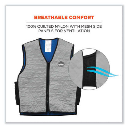 Chill-its 6665 Embedded Polymer Cooling Vest With Zipper, Nylon/polymer, 2x-large, Gray, Ships In 1-3 Business Days