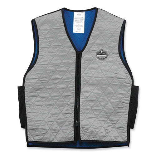 Chill-its 6665 Embedded Polymer Cooling Vest With Zipper, Nylon/polymer, 3x-large, Gray, Ships In 1-3 Business Days