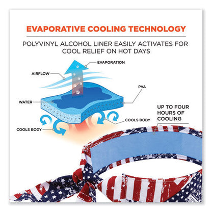 Chill-its 6700ct Cooling Bandana Pva Tie Headband, One Size Fits Most, Stars And Stripes, Ships In 1-3 Business Days