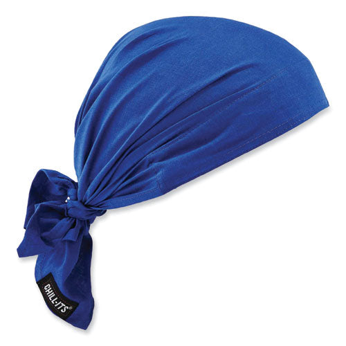 Chill-its 6710ct Cooling Pva Tie Bandana Triangle Hat, One Size Fits Most, Solid Blue, Ships In 1-3 Business Days
