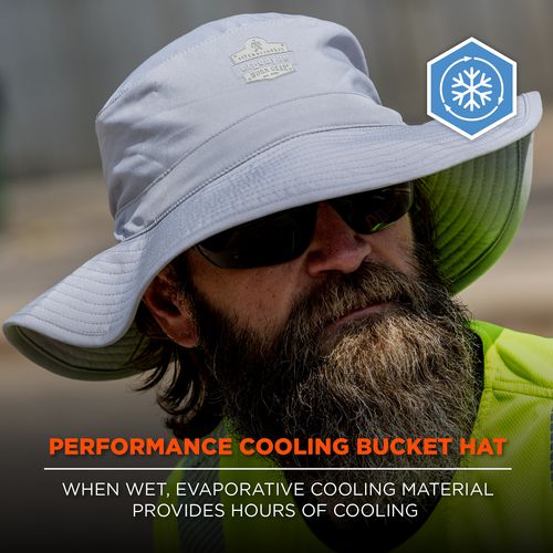 Chill-its 8939 Cooling Bucket Hat, Polyester/spandex, One Size Fits Most, Gray, Ships In 1-3 Business Days