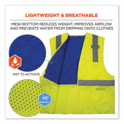 Chill-its 6668 Class 2 Hi-vis Safety Cooling Vest, Polymer, Small, Lime, Ships In 1-3 Business Days