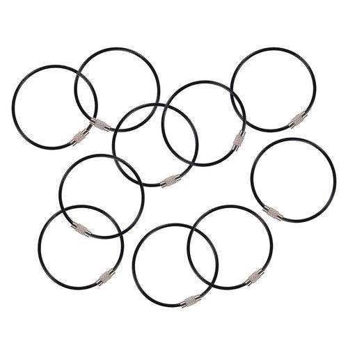 Arsenal 5719 Wire Cable Key Ring, 1.88" Dia, Iron, Black, 10/pack, Ships In 1-3 Business Days